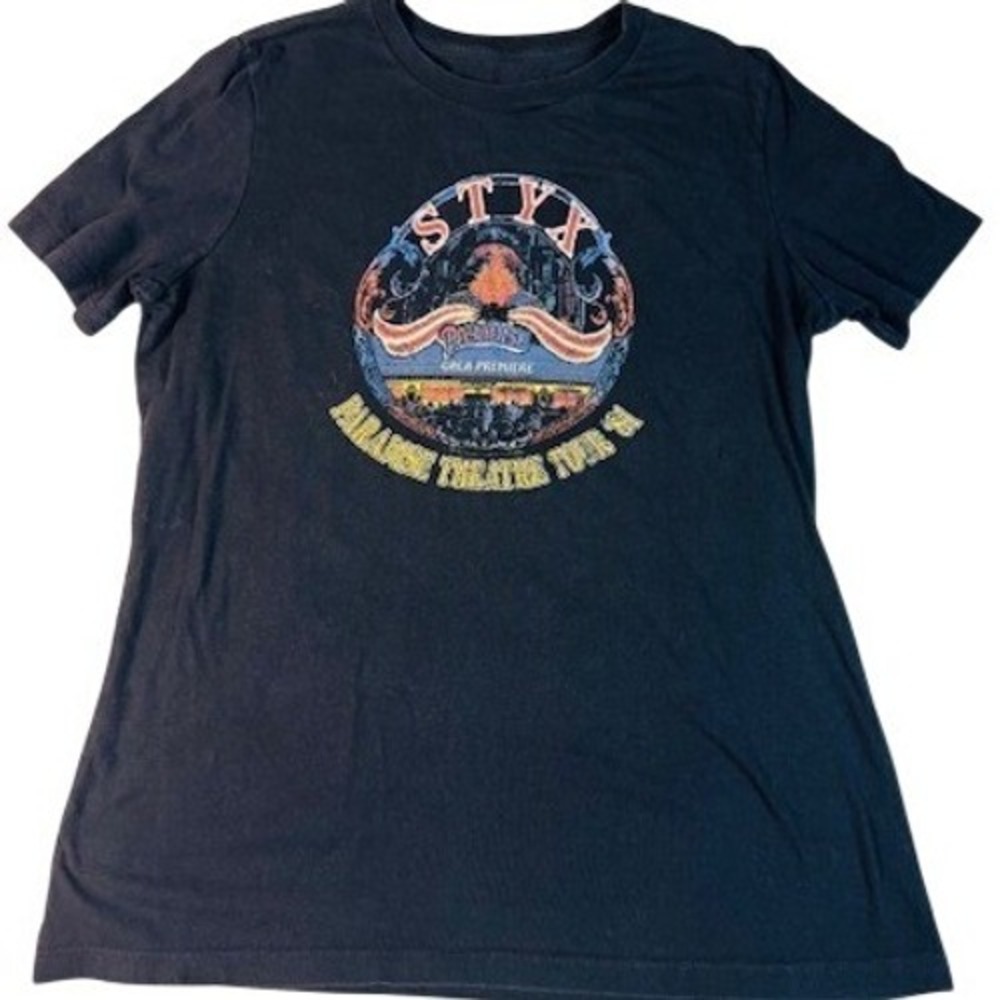 Styx T-Shirt Mens Medium Black Paradise Theatre Tour 81 Graphic Rock Band Tee